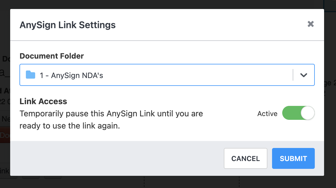 AnySign link signing: Facilitate on-demand forms and signatures by creating an Anysign link for your website or email, allowing signers to self-initiate forms.