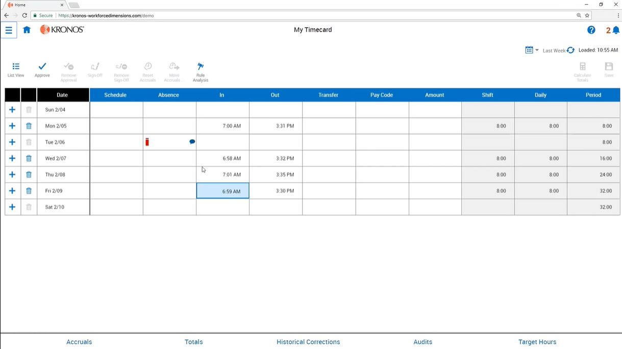 UKG Dimensions timecard
