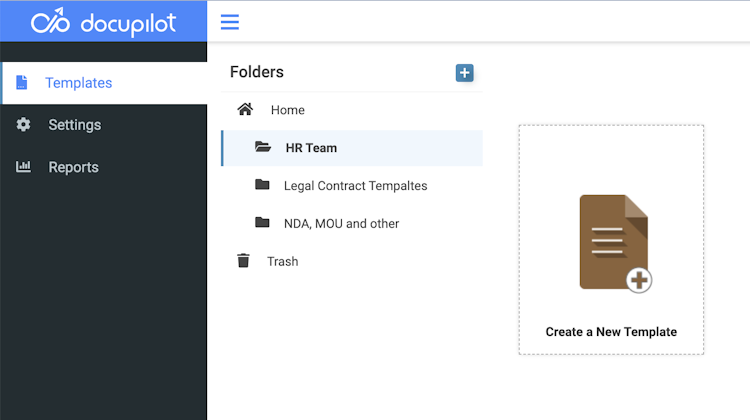 Docupilot screenshot: Folder Management