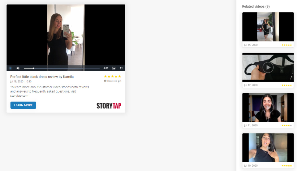 StoryTap video landing page
