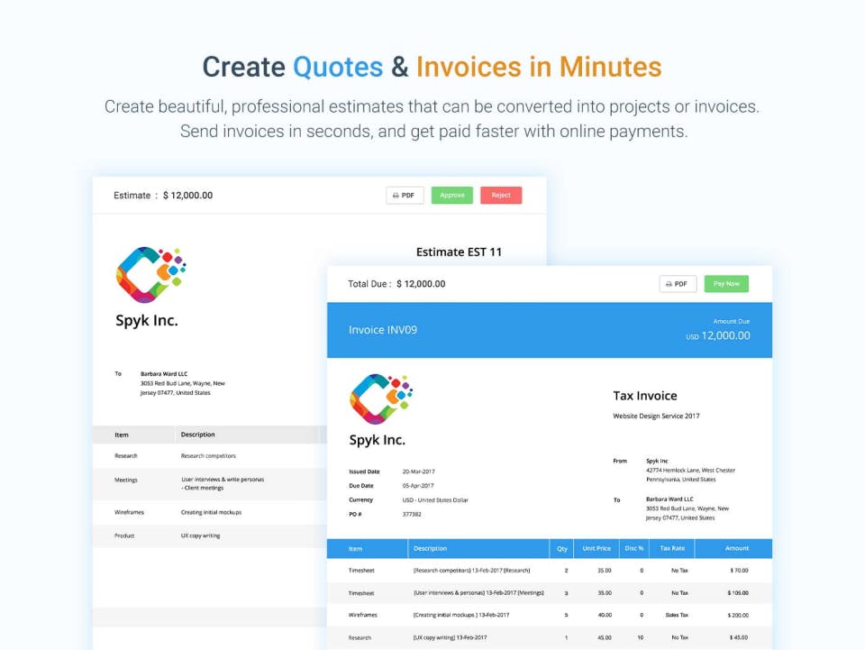 Create quotes & invoices.