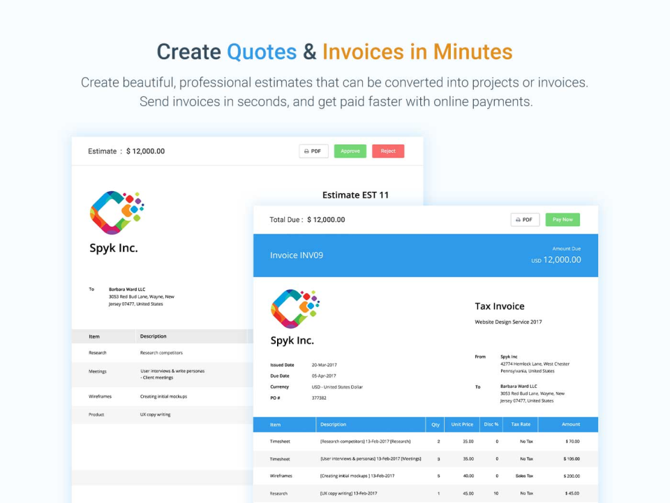 Avaza Software - Create quotes & invoices.