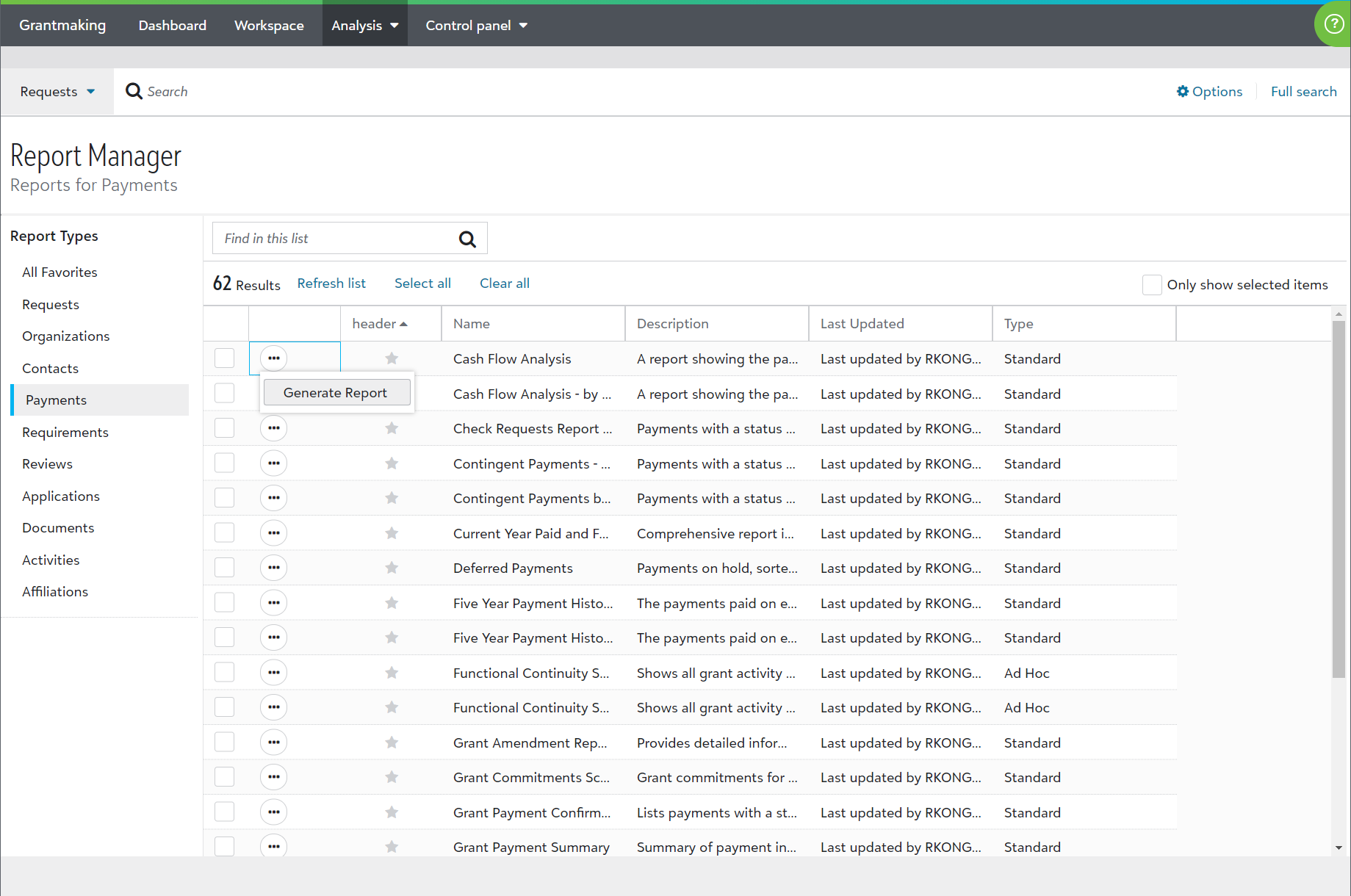 Blackbaud Grantmaking Software - Reports Manager