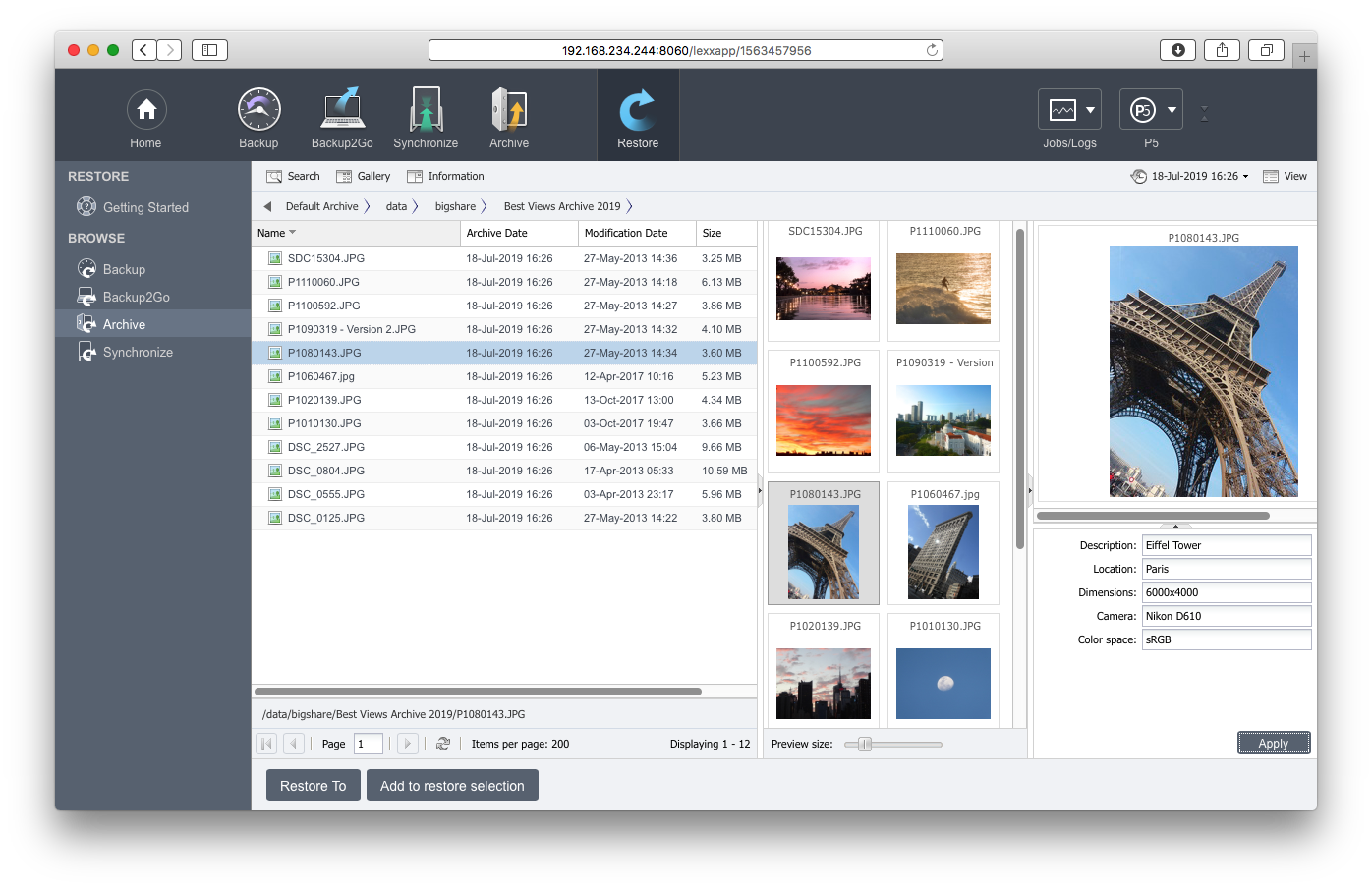 Archiware P5 screenshot: Archiware P5 data archiving