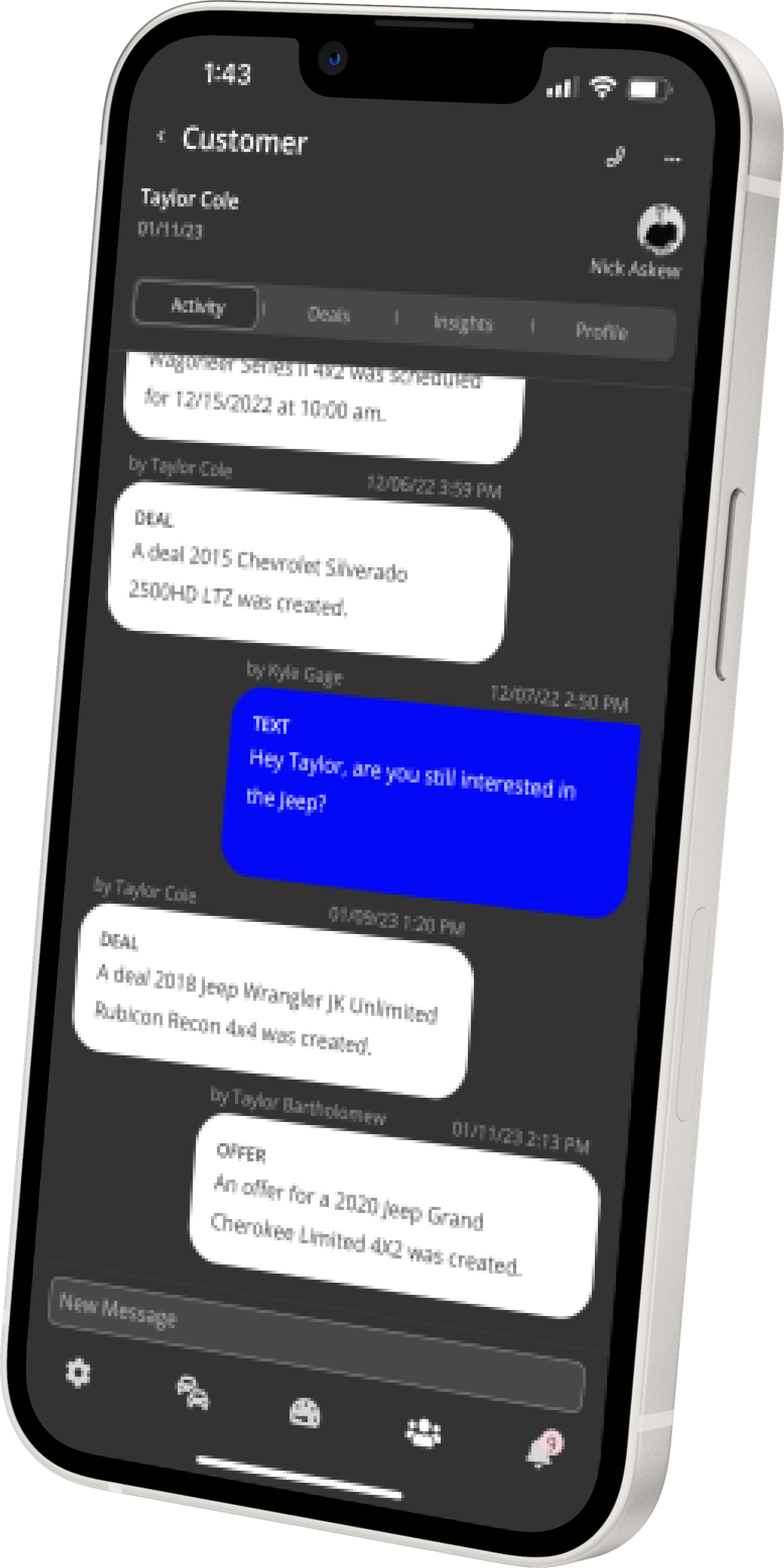 Space Auto CRM Customer Chat / Feed