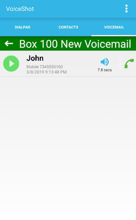 VoiceShot voicemail history