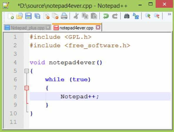 Notepad++ screenshot: Notepad++ home page