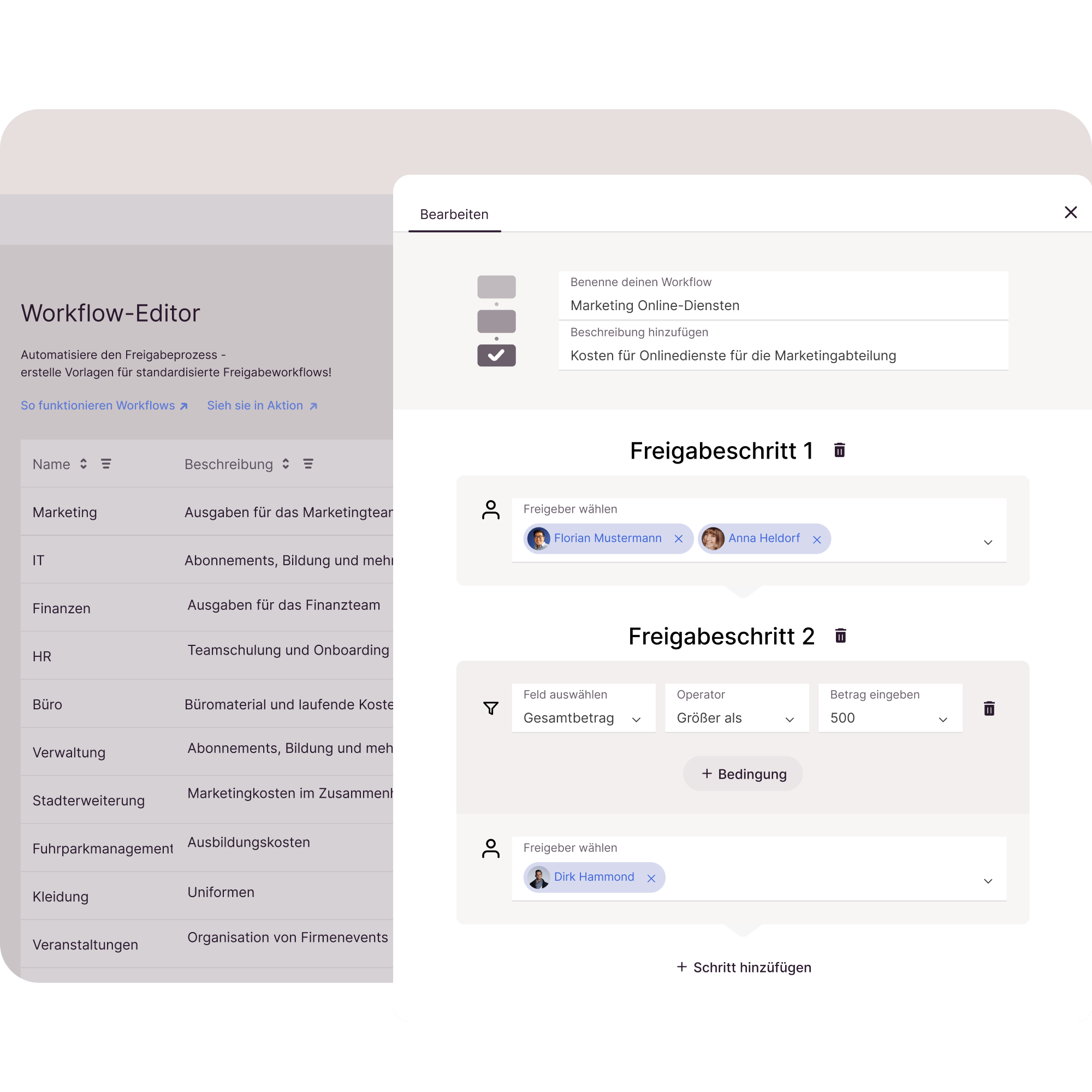 Set individual approval workflows