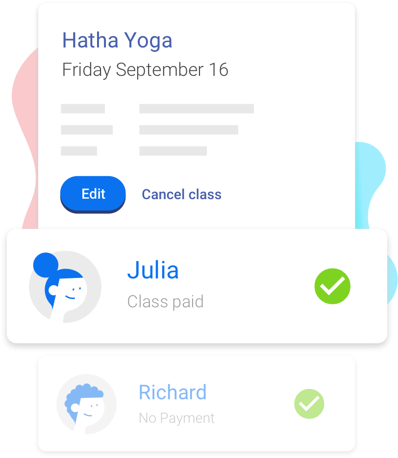 Momoyoga Software - Teachers can manage classes and register attendance