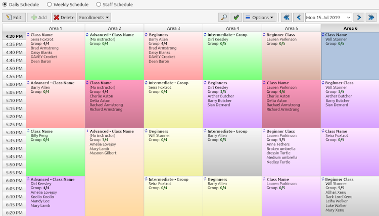DanceBiz screenshot: Visual Scheduler