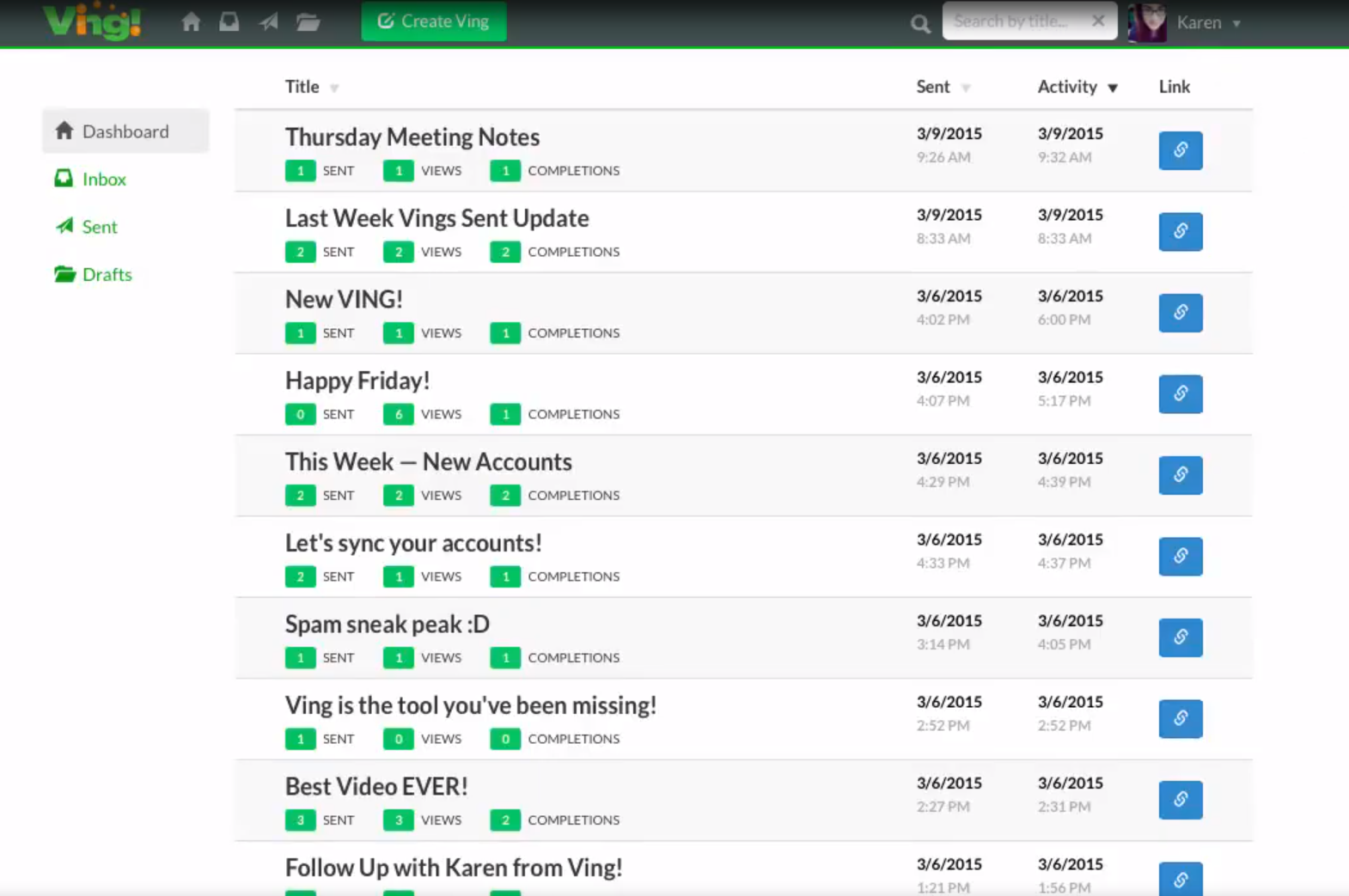 Ving Software - Ving main dashboard