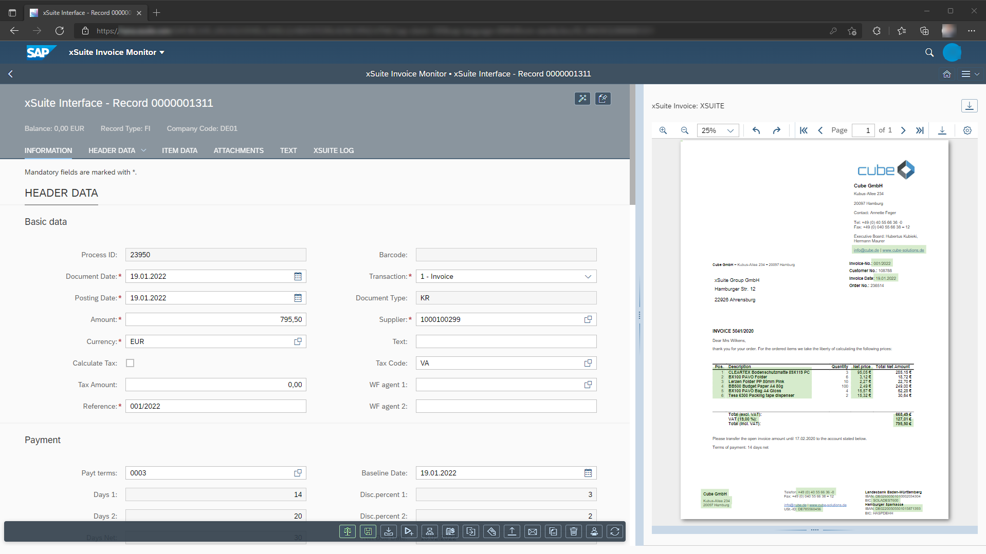 xSuite Invoice screenshot: xSuite Invoice
SAP Fiori