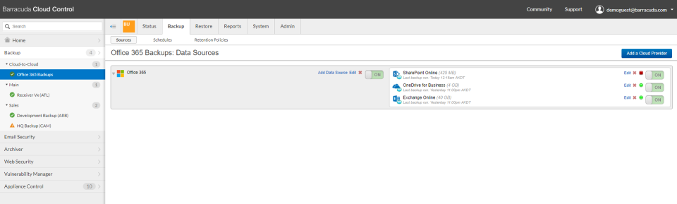 Barracuda Cloud-to-Cloud Backup Software - CCB Data Sources