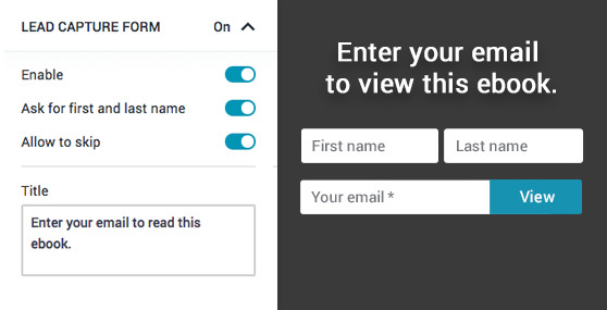 FlippingBook lead capture form