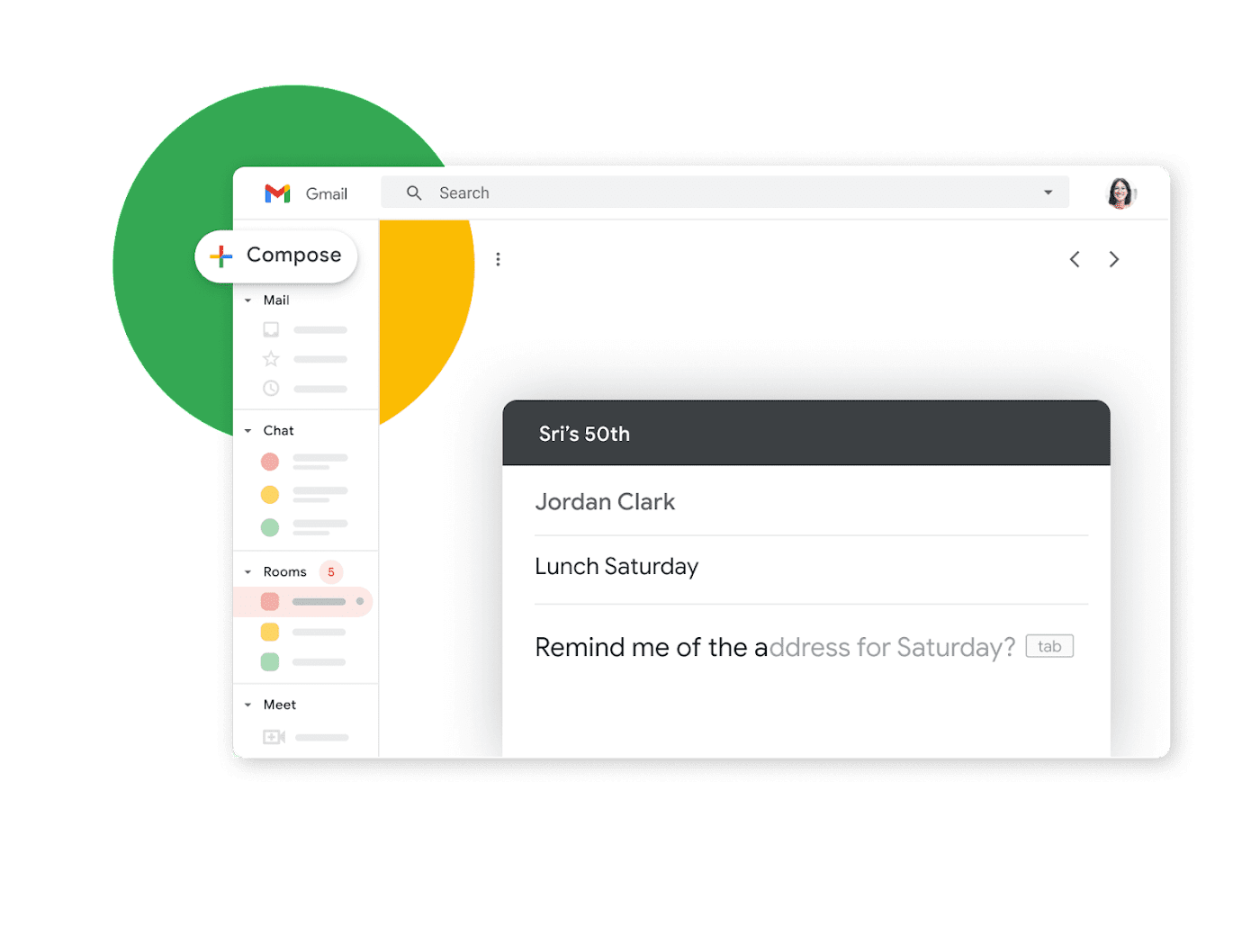 Gmail Software - Suggested actions, like Smart Reply, Smart Compose, grammar suggestions