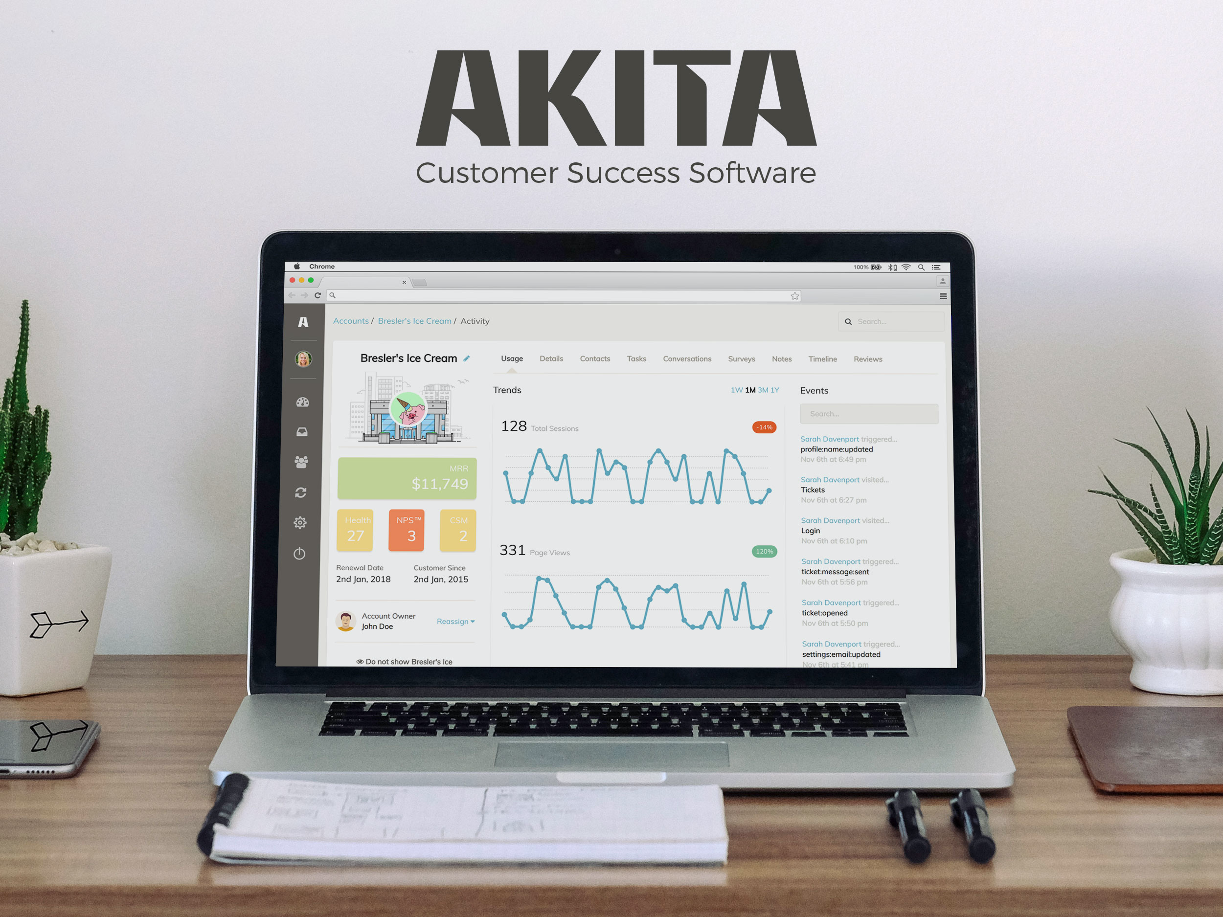 Akita is a full-featured Customer Success Management platform designed to help you nurture, retain and grow your customer base.