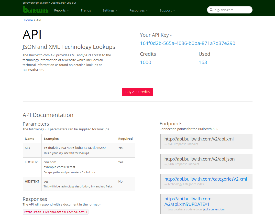 BuiltWith Software - BuiltWith API