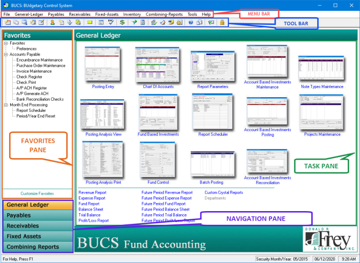 BUCS home screen, navigate to any fund based task/action you need to perform!