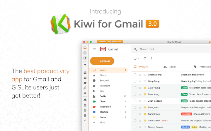Kiwi for Gmail screenshot: Kiwi for Gmail Interface