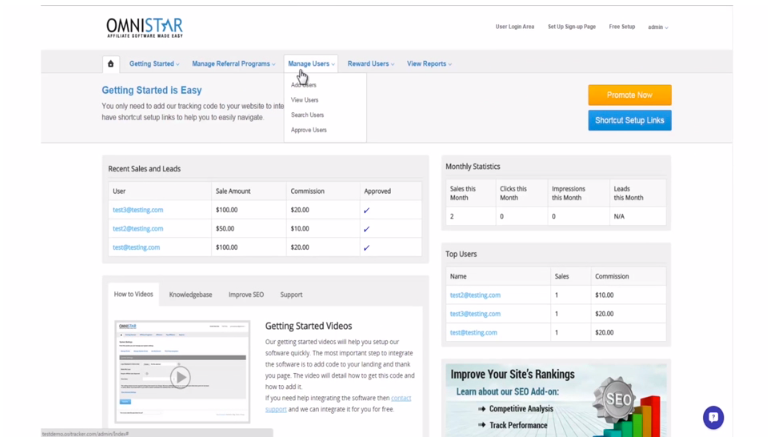Omnistar Affiliate Software - Businesses can create their own referral program with Omnistar