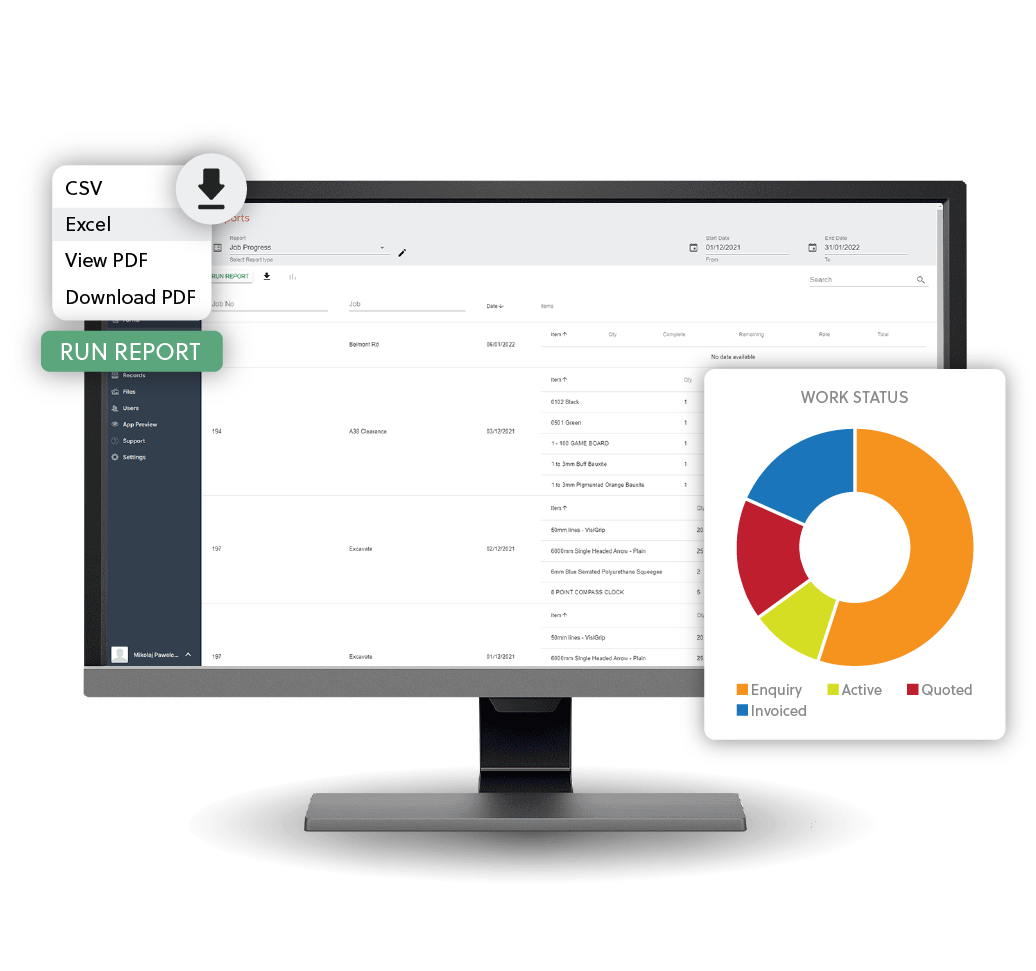 Re-flow Software - Generate reports from form  and job data, then export that data out in your preferred format: CSV, Excel or PDF.