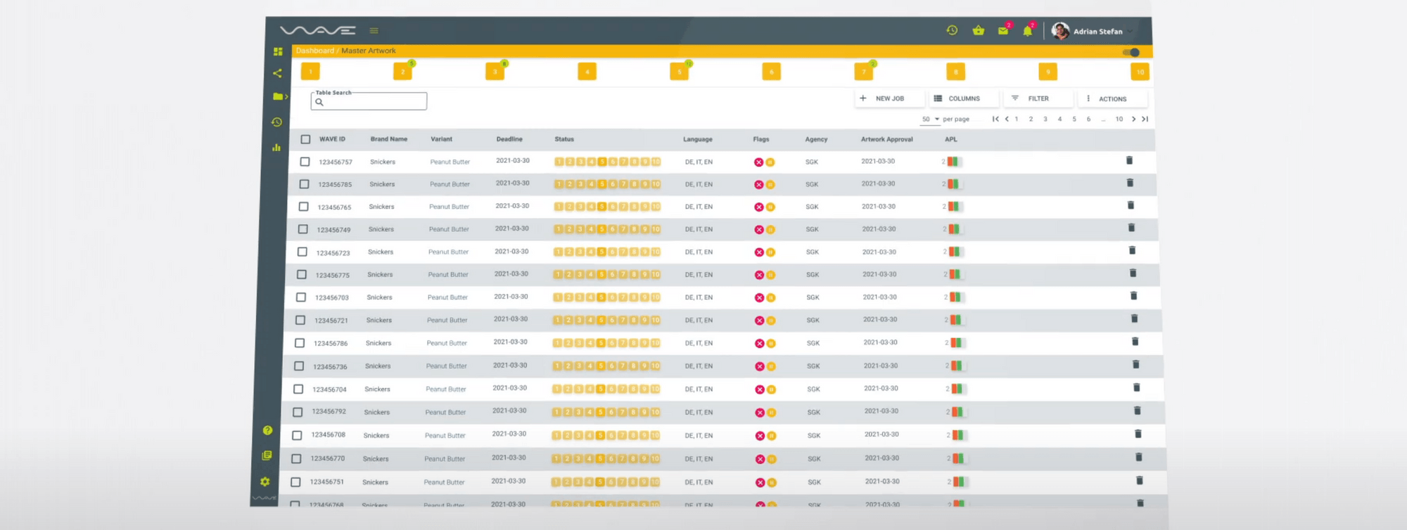 WAVE screenshot: WAVE digital asset repository.