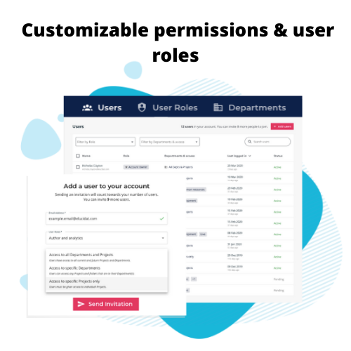 Elucidat Software - Discover the power of customizable permissions and user roles. Get the flexibility and security you need when managing your team in Elucidat.