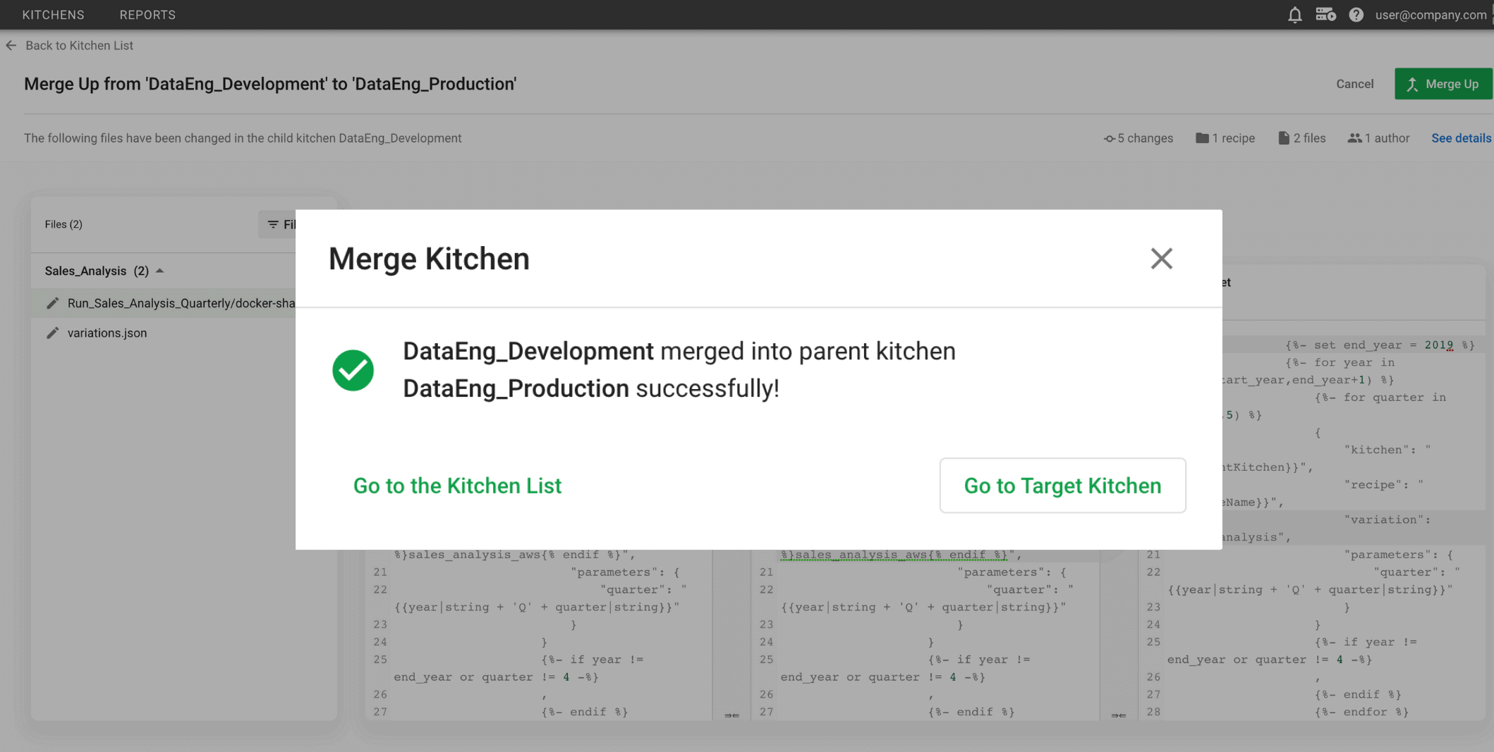 DataKitchen merging individual work into production