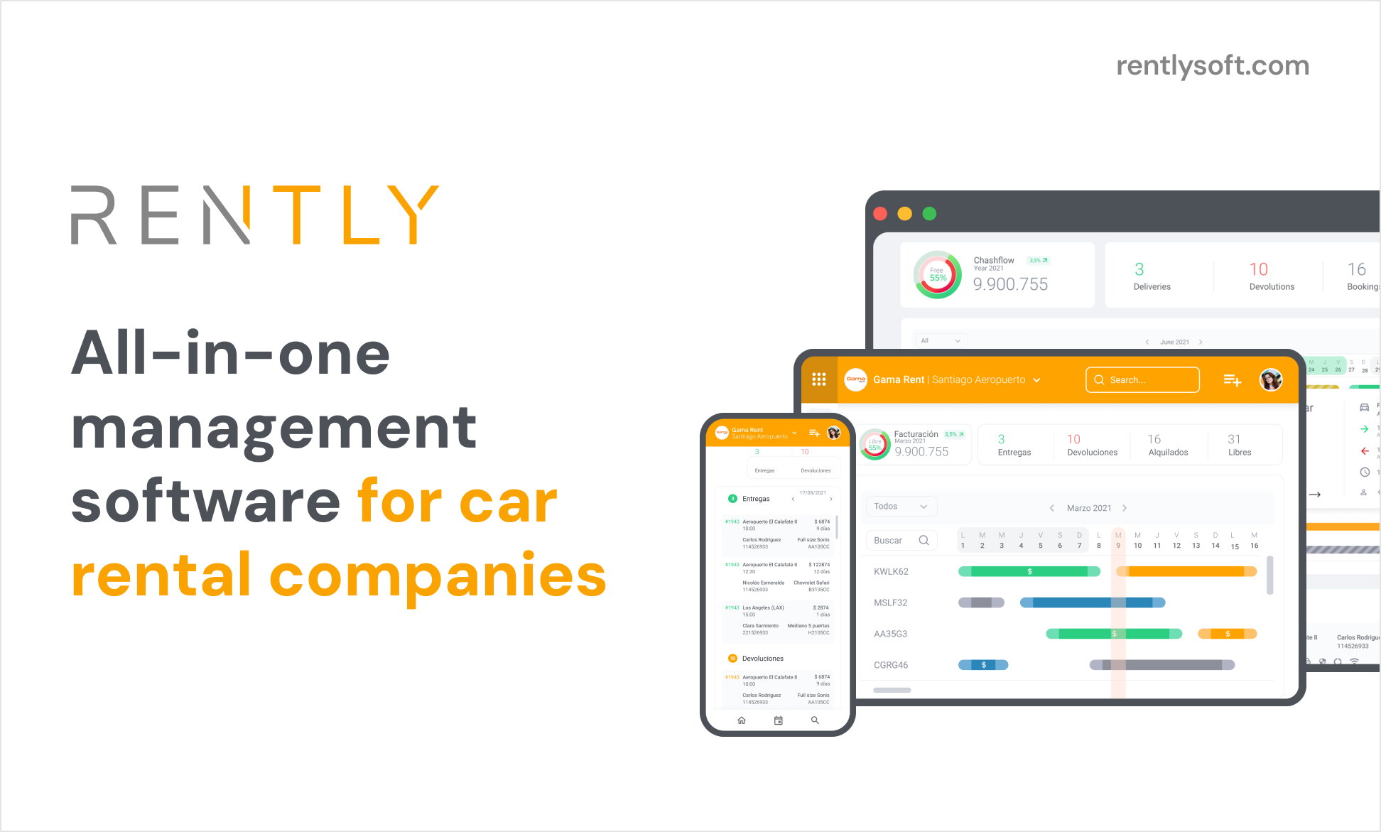 Rently screenshot: All in one management software for car rental companies