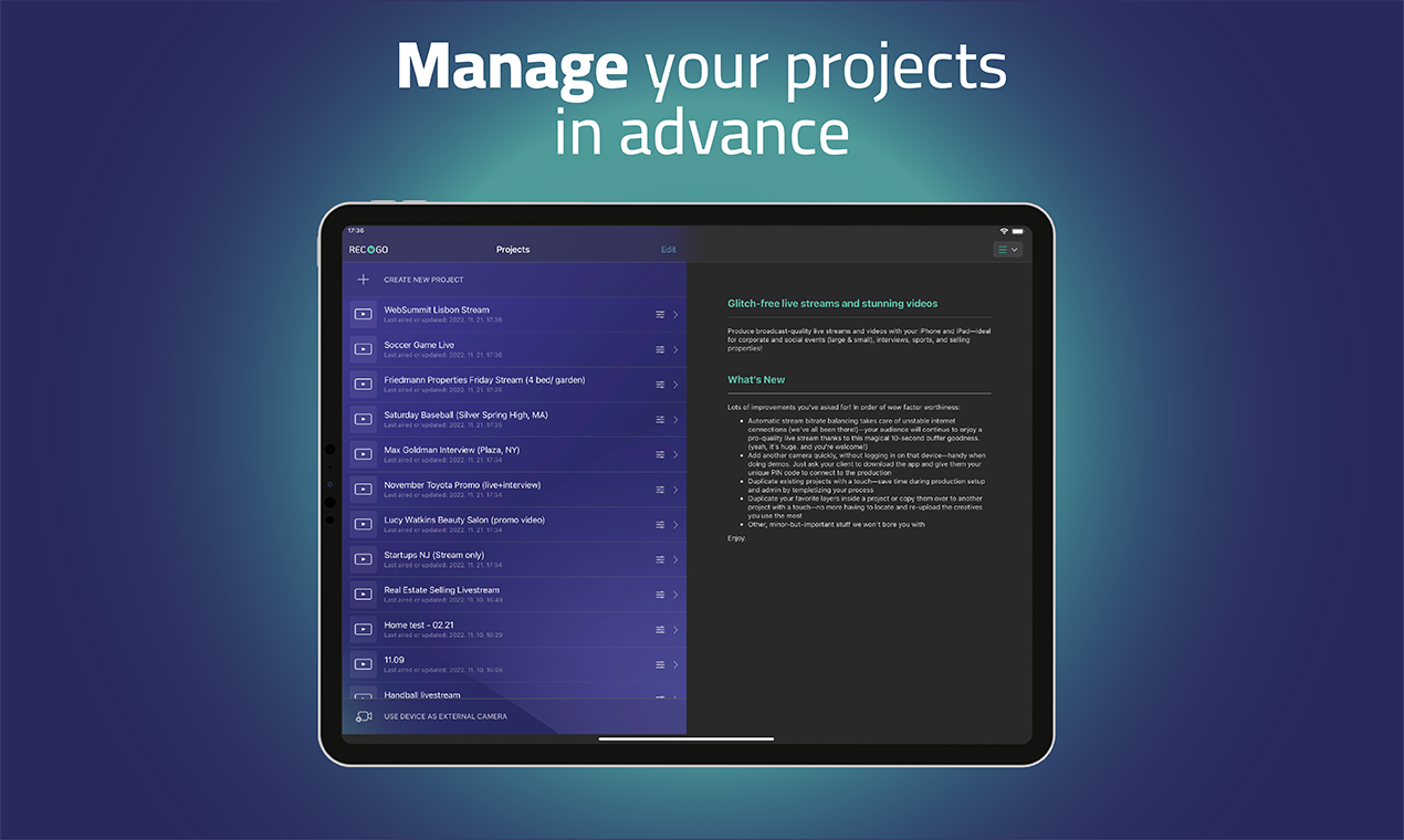 Manage your projects in advance