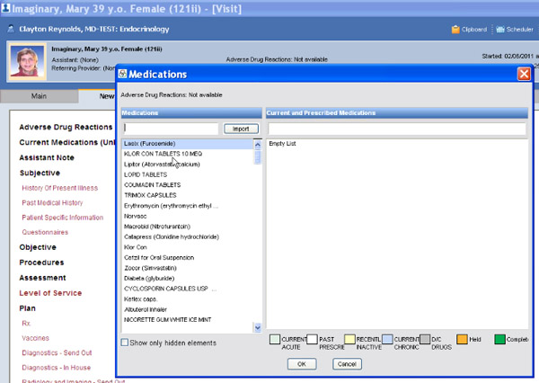 Praxis EMR Software - The software provides patient charts with discrete data fields for entering medication