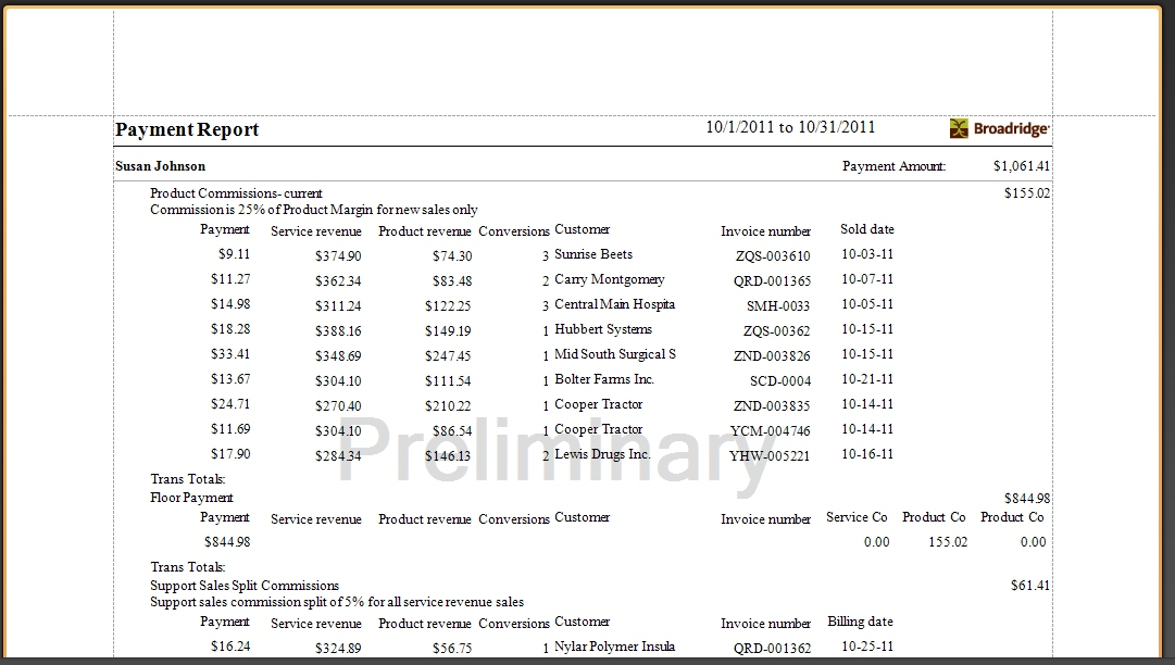 Core Commissions Software - Payment Report