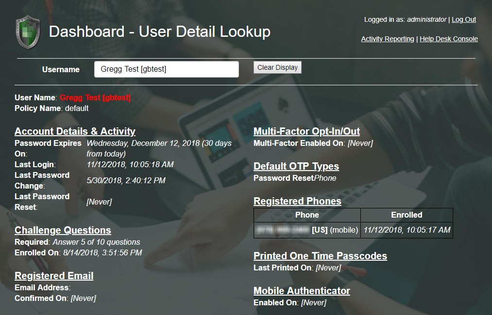 Help Desk User Detail Lookup