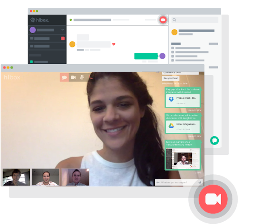 Hibox screenshot: Conduct live face-to-face video conferencing calls with no additional installations or integrations required