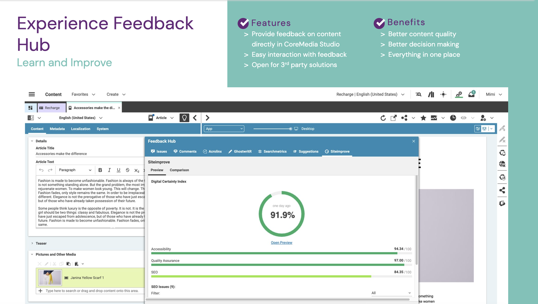 CoreMedia Experience Platform Software - Experience Feedback Hub