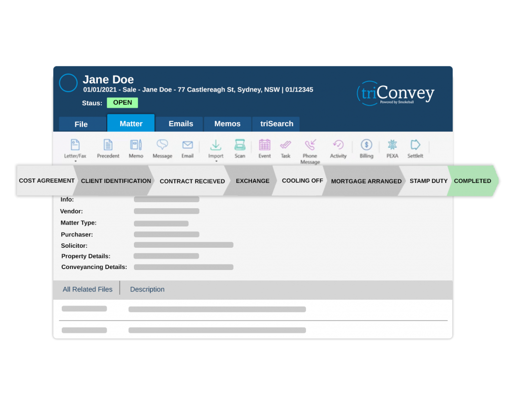 The triConvey powerful practice management software includes all the tools you need to conduct your matters from end-to-end.