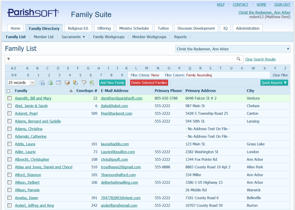 ParishSOFT Software - ParishSOFT family directory