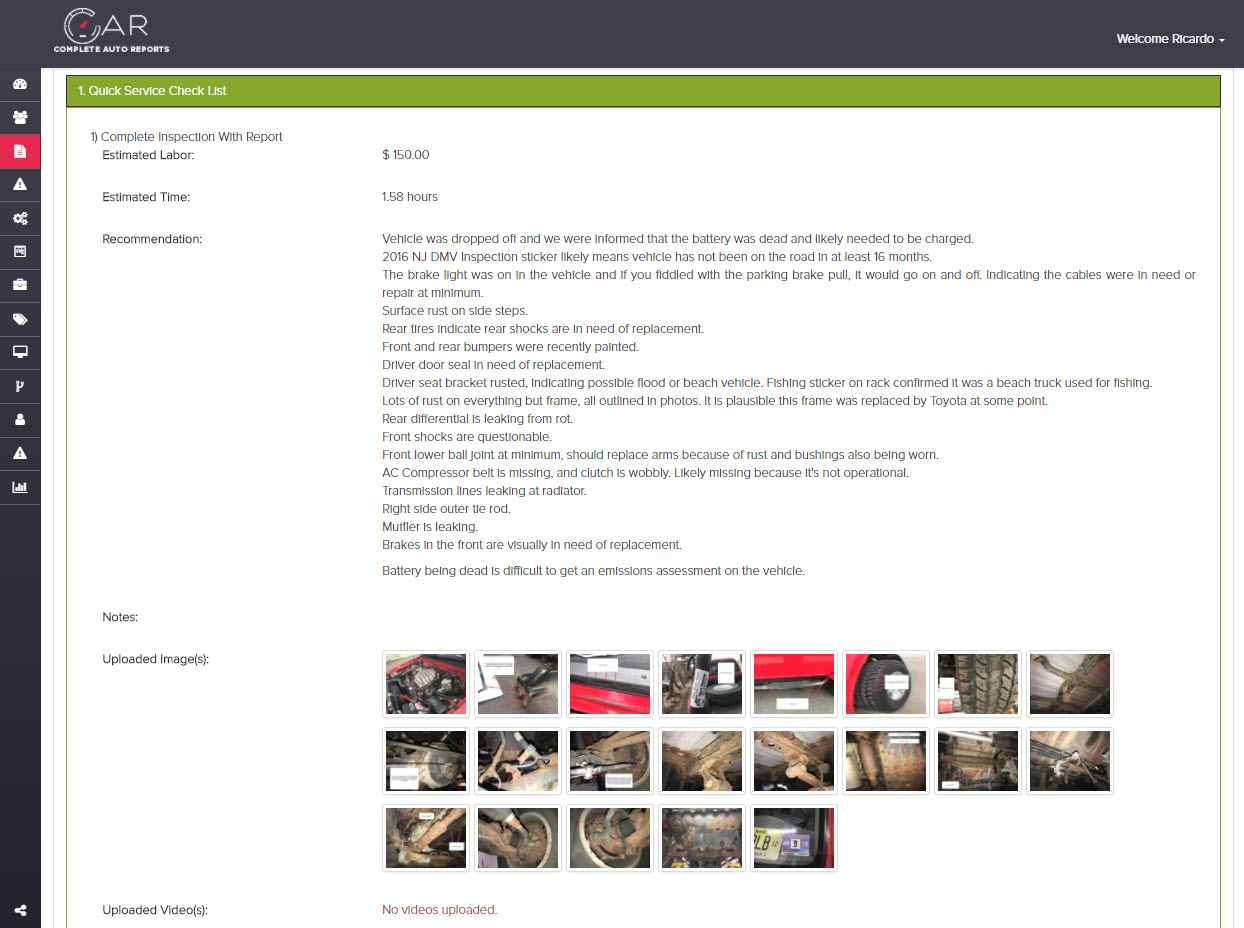 Complete Auto Reports (CAR) screenshot: Robust Service Tracking With CAR