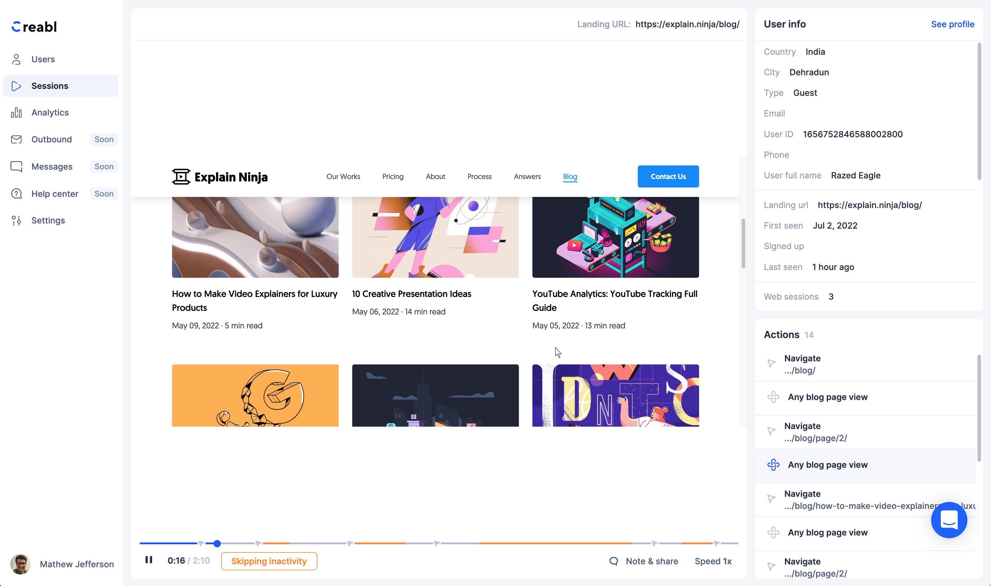 Creabl Software - Creabl sessions