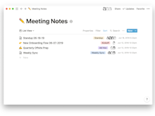 Notion Software - Notion meeting notes