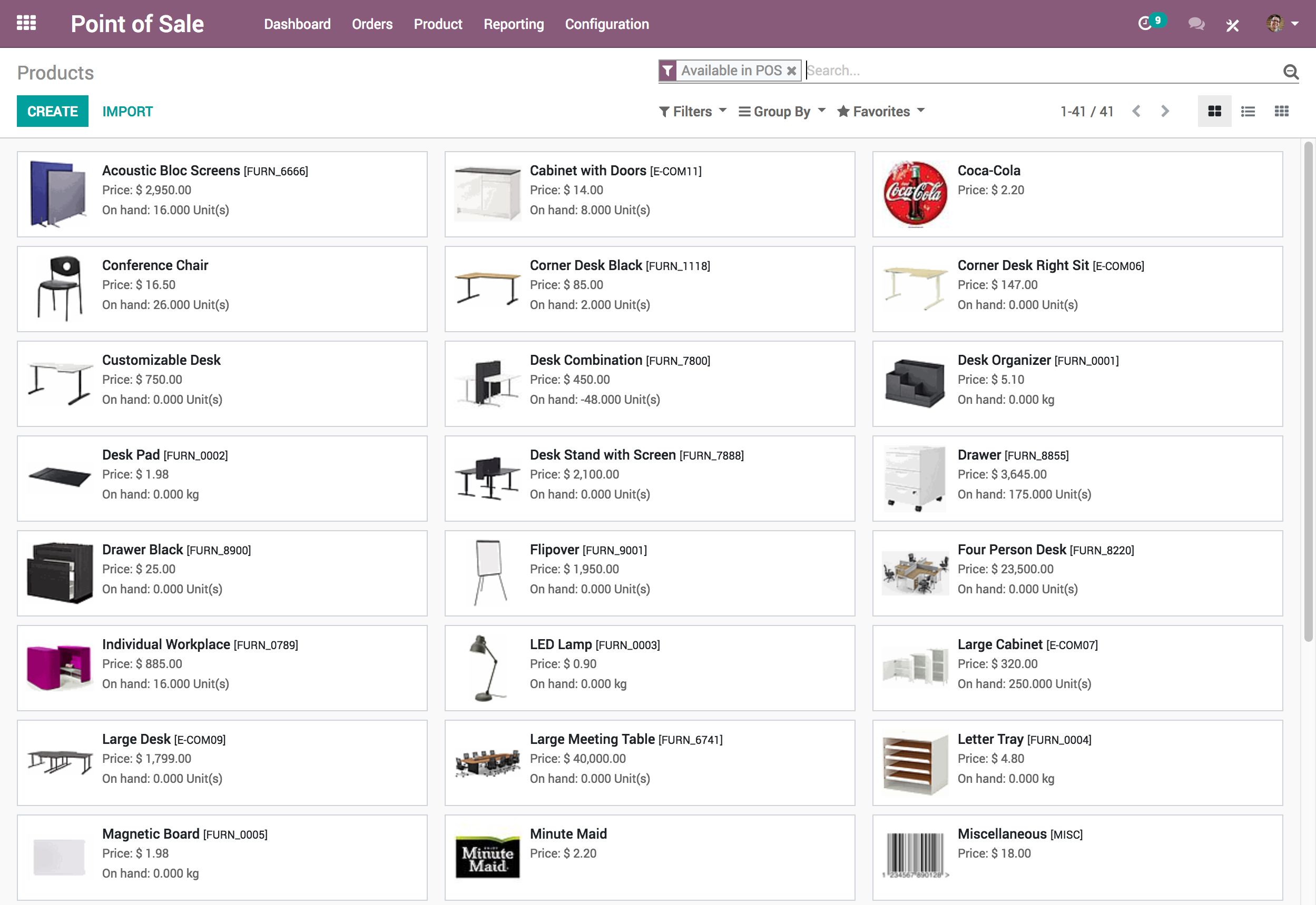 Odoo Software - Odoo Point of Sale (POS) products screenshot