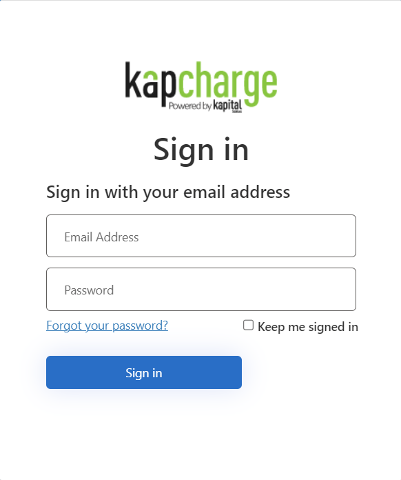Kapcharge screenshot: Kapcharge Secure Login
