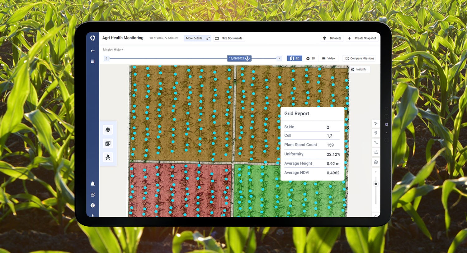 SkyDeck Software - Advanced corn phenotyping: Plant stand count, Uniformity, Height calculation, NDVI/NDRE
SkyDeck by Asteria Aerospace - End-to-End Drone Data Management platform for Accurate Insights 
Powered by Cloud & AI