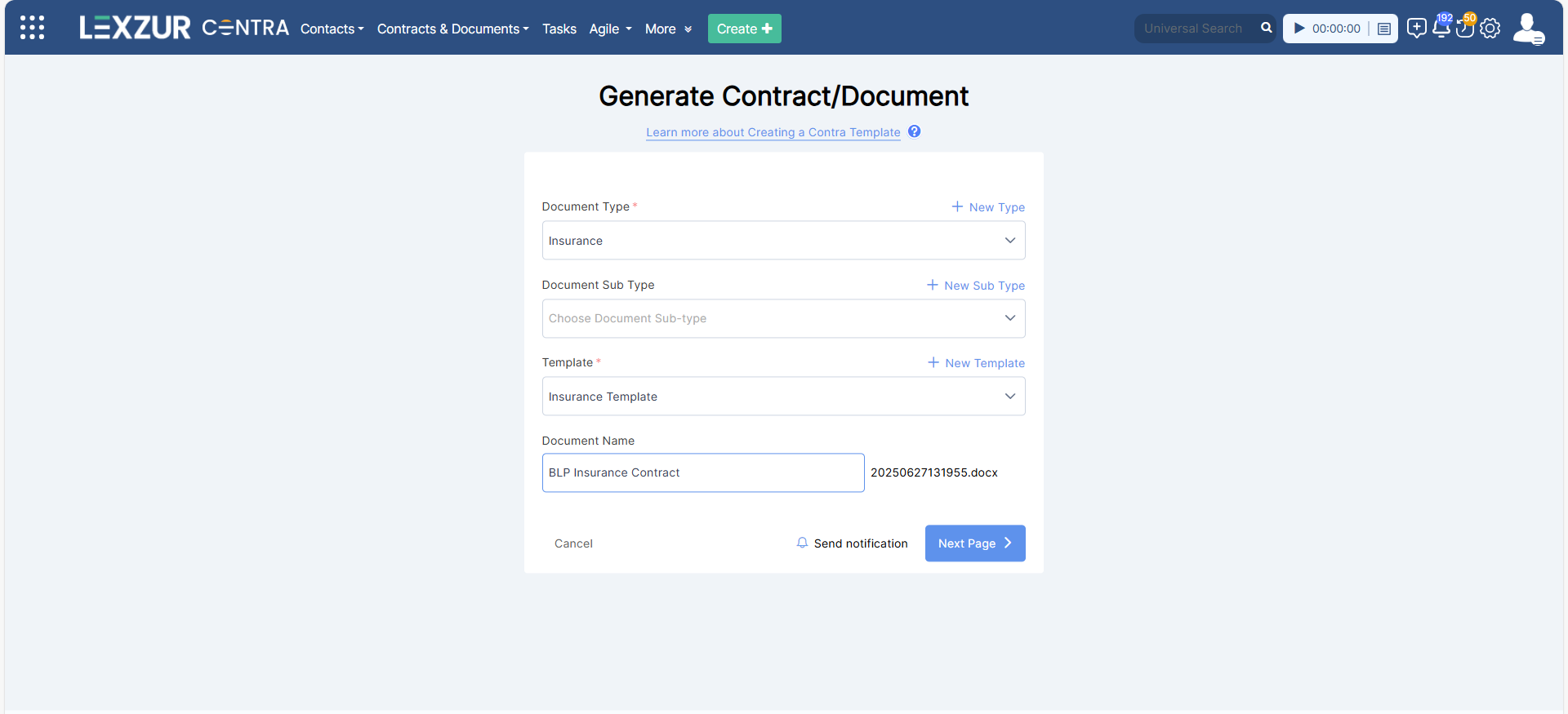 Contra Software - create documents using templates