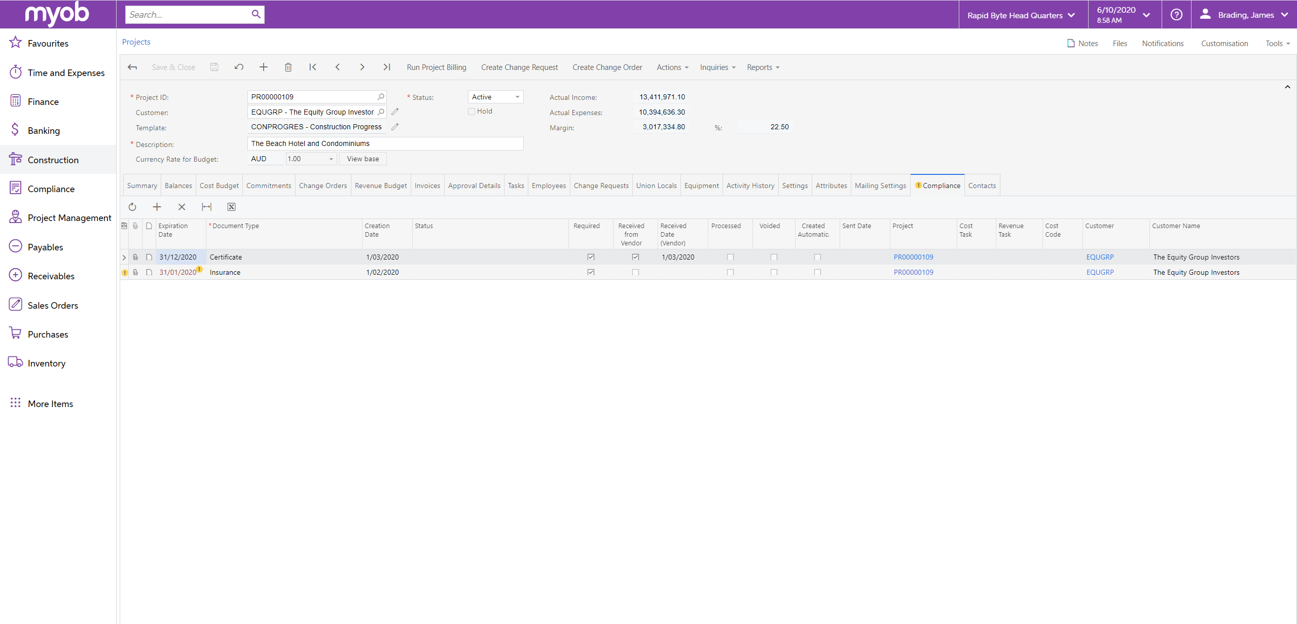 MYOB Advanced Construction Software - 5