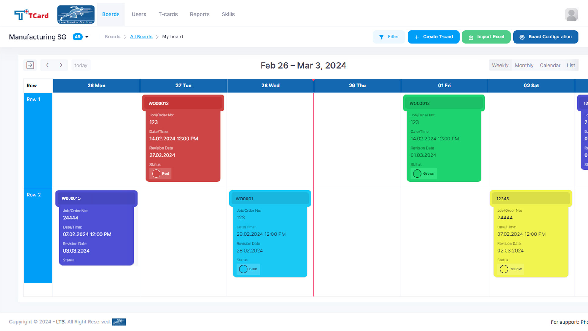 T-Card Software - With the Calendar view, you can easily assign resources to specific dates by creating an associated card.