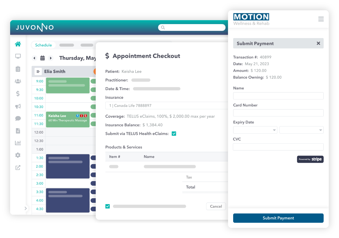 Appointment Billing - Invoice patients, direct bill insurers, pay staff, receive payments, and manage inventory without ever leaving Juvonno or printing a single piece of paper.