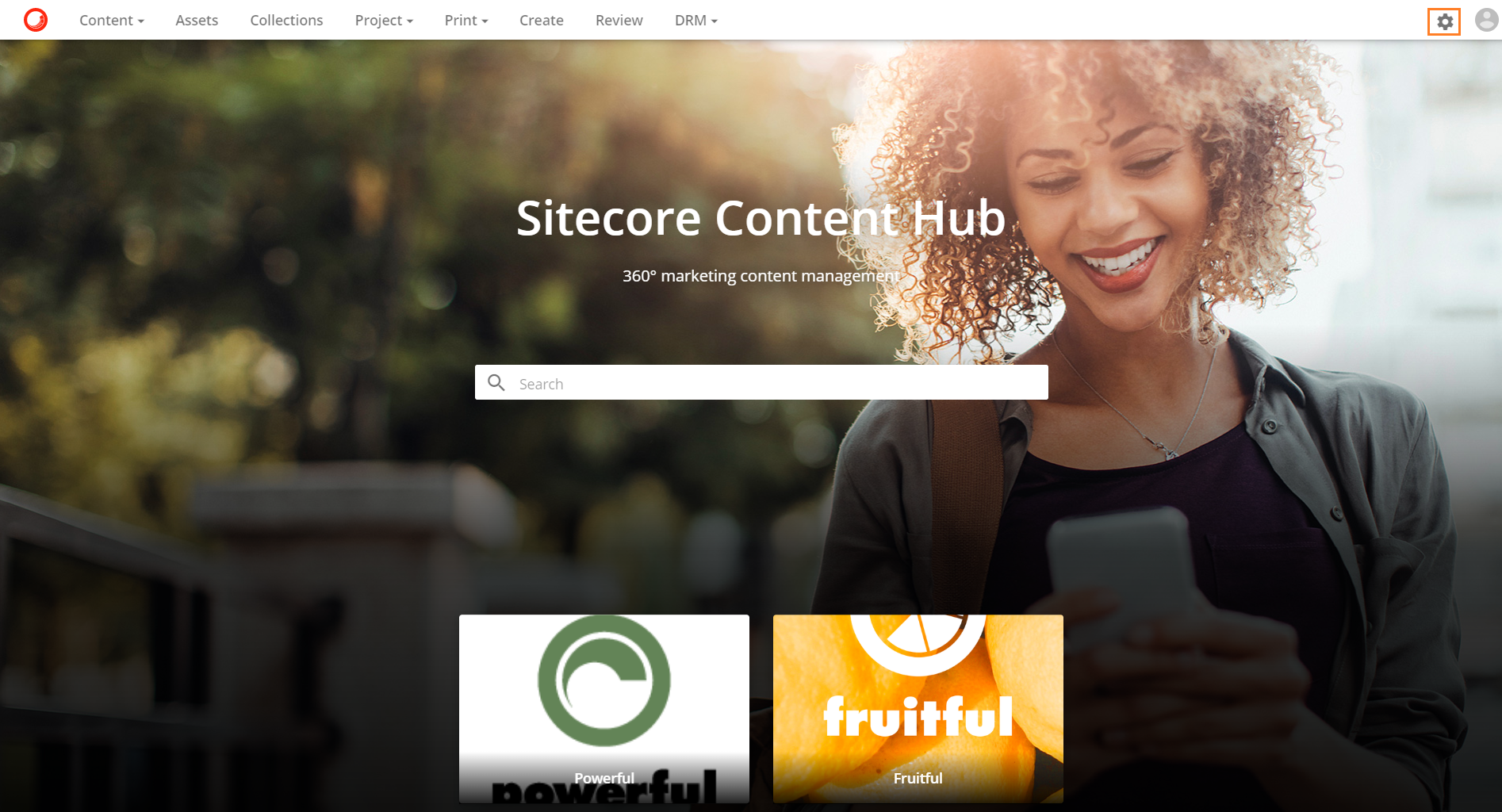 The Sitecore Content Hub homepage