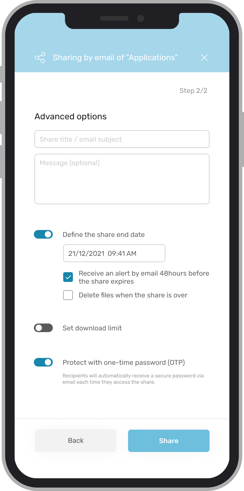 Oodrive Work screenshot: Oodrive Work mobile view
