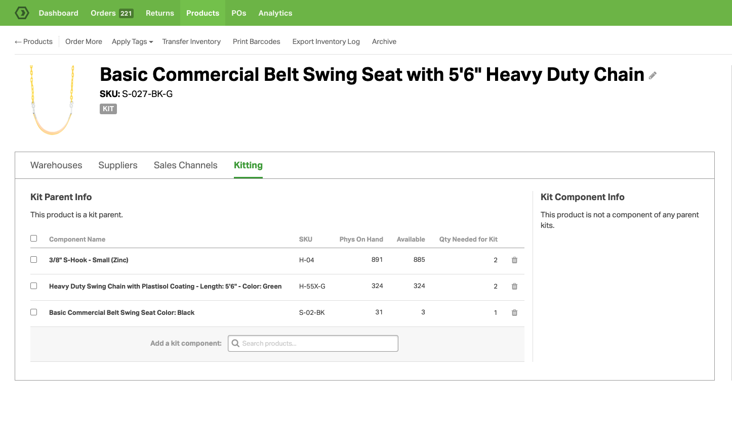 Ordoro Software - Create robust kits with ease on the Product Detail page